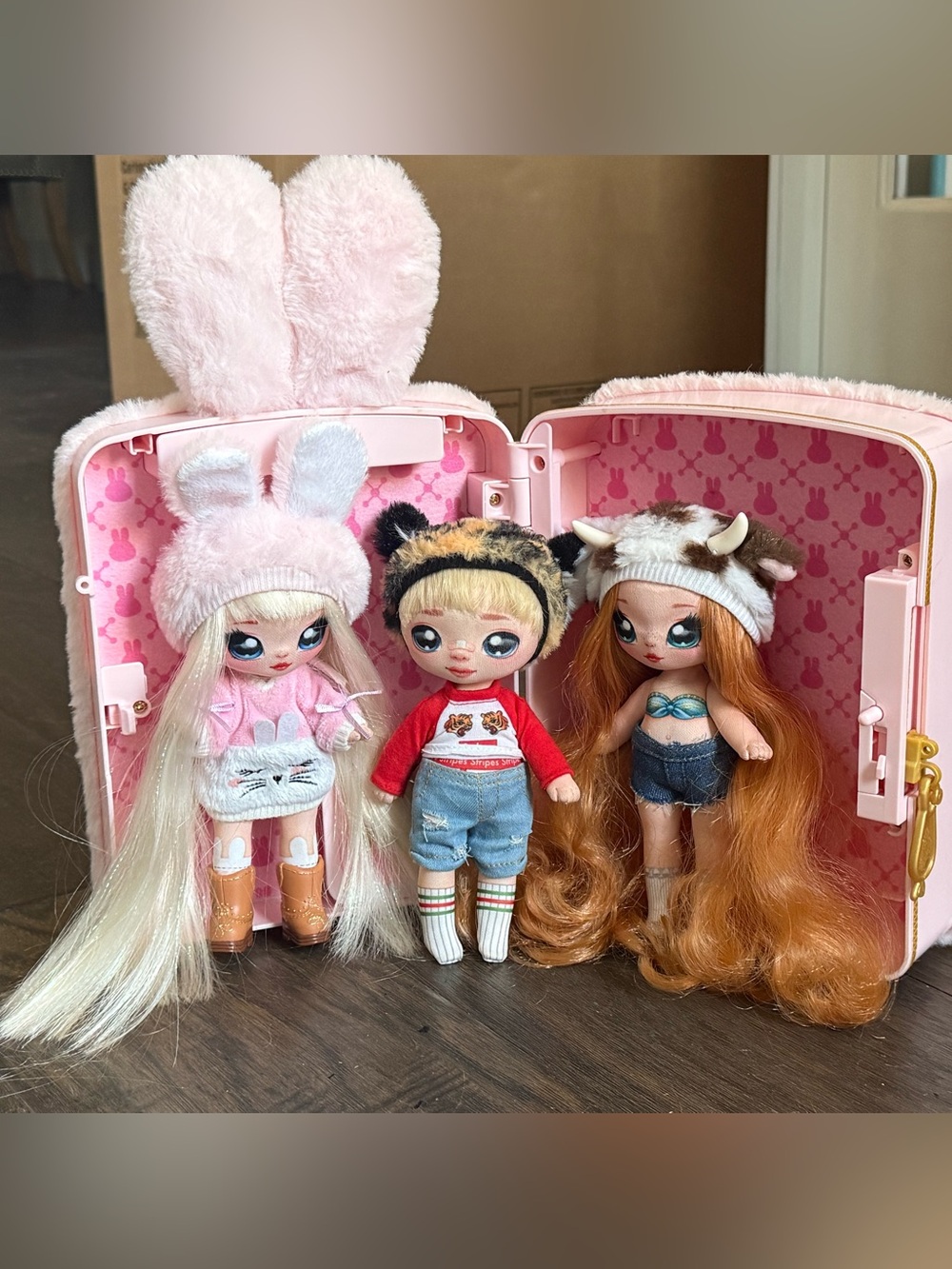 Na! Na! Na! Surprise Bundle!  3 dolls & Backpack Pink Bunny Aubrey Heart